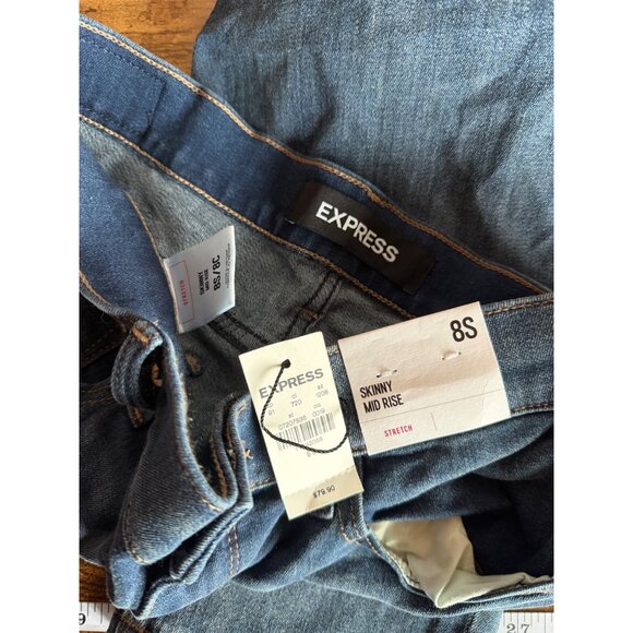 NWT Express Dark Wash Skinny Mid Rise Jeans - Picture 7 of 7